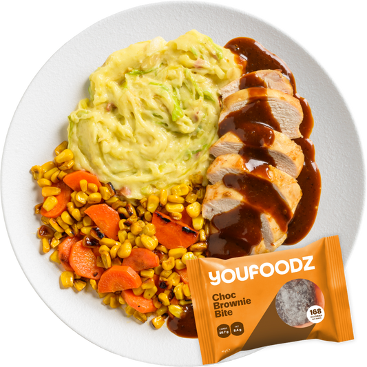 Roast Chicken Dinner & Chocolate Brownie Bite