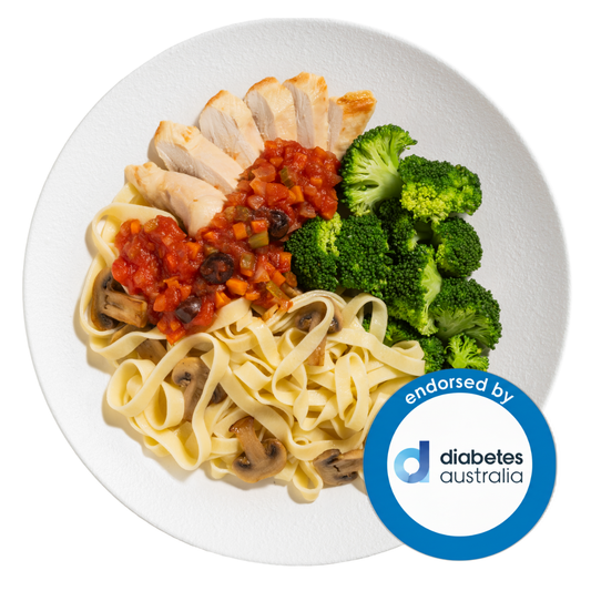 Chicken Fettuccine Cacciatore with Mushrooms & Broccoli