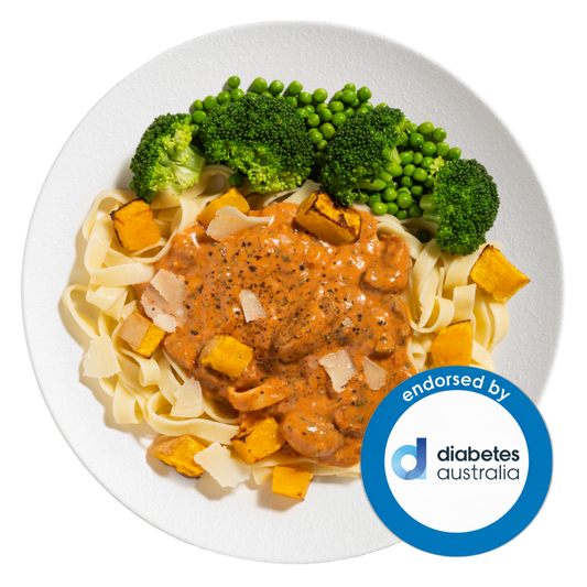 Creamy Sundried Tomato Fettuccine with Roast Pumpkin & Parmesan