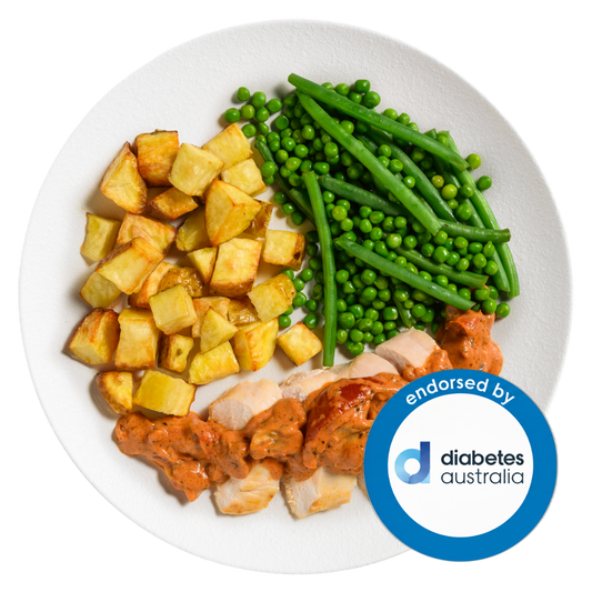 Sundried Tomato Chicken with Roast Potatoes & Greens