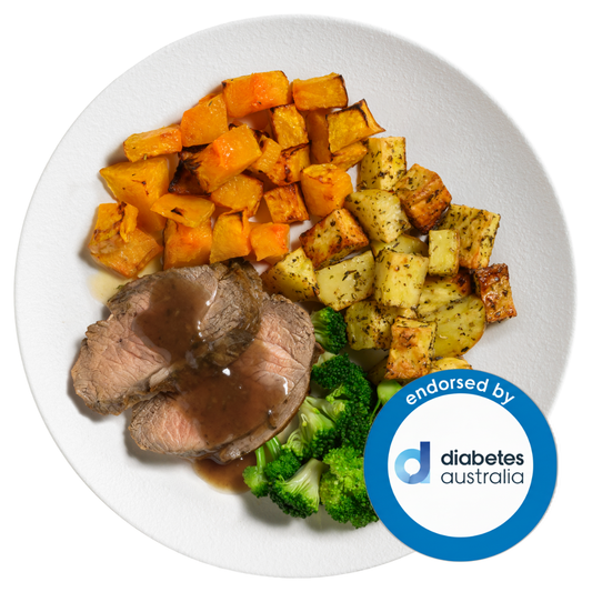 Roast Beef & Minted Gravy with Broccoli & Roast Pumpkin