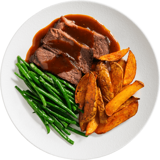 Peppercorn Beef with Garlic Green Beans