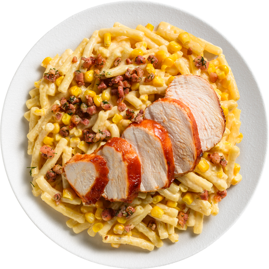 Southern Smoked Chicken with Bacon Loaded Mac & Cheese