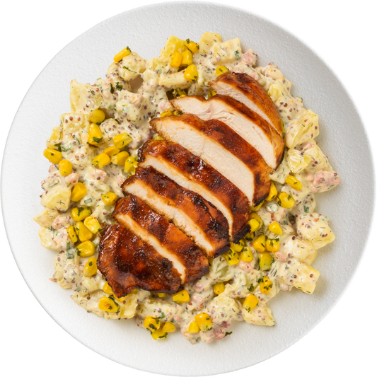 Smokey Chicken & Bacon Potato Salad with Roasted Corn