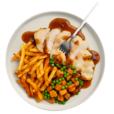 Roast Chicken & Rustic Cut Potatoes with Gravy