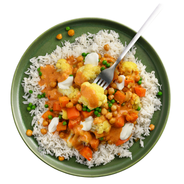 Creamy Chickpea Curry with Rice & Yoghurt
