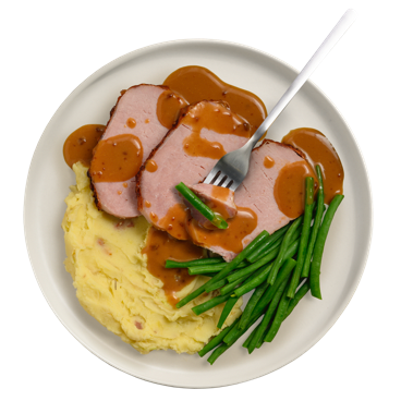 Roast Pork with Loaded Mash & Green Beans