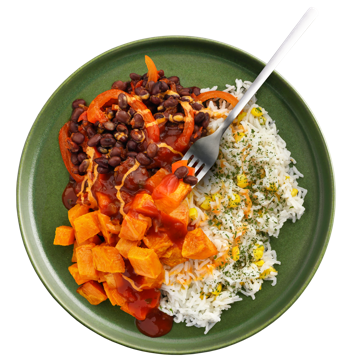 Mexican Burrito Bowl with Black Beans & Coriander Rice