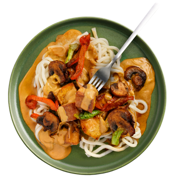 Tofu Satay Noodles with Stir-Fry Veggies