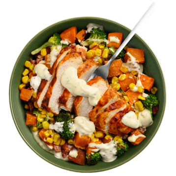 Smokey Chicken & Bacon Potato Salad with Roasted Corn