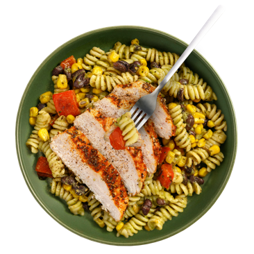 Zesty Chicken Pasta Salad with Guac & Corn