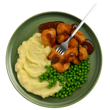 Fried Chicken & Gravy with Creamy Mash & Peas