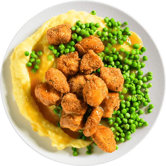 Fried Chicken & Gravy with Creamy Mash & Peas